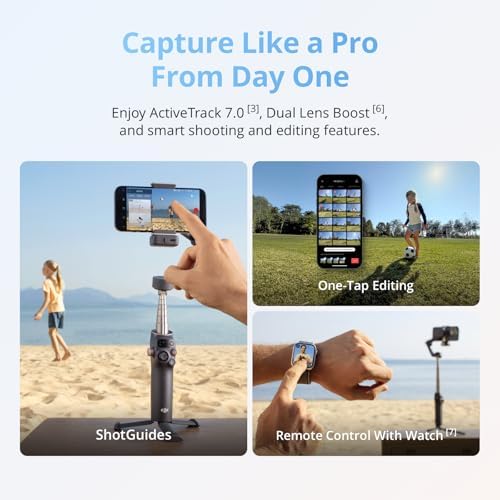 DJI Osmo Mobile 8 Gimbal Stabilizer for Phone, Native Tracking with Audio & Lighting, 360°